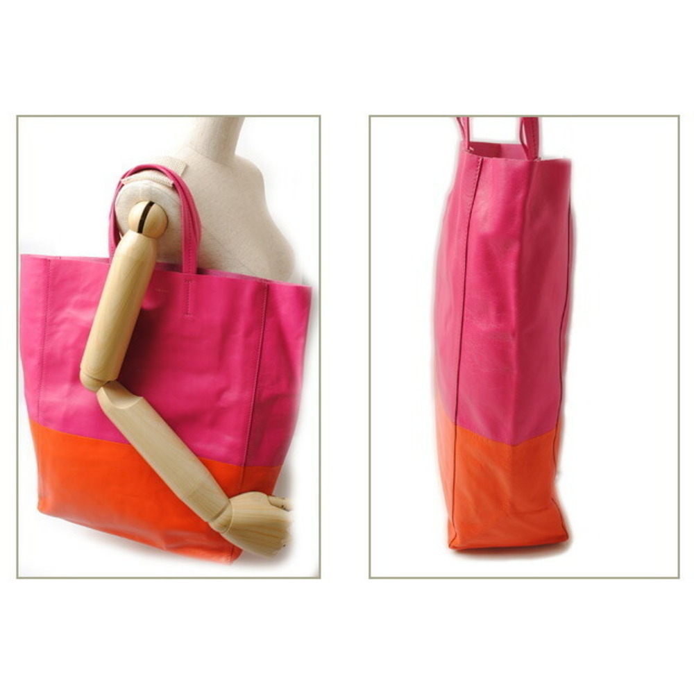 Celine Bi Cabas Tote Bag Hibiscus Orange Calfskin great - Picture 2 of 7